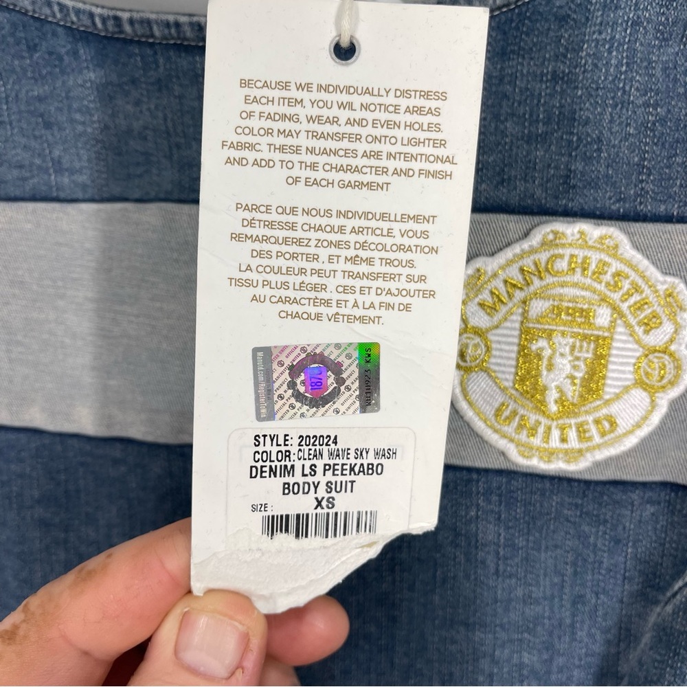 True Religion New With Tags Manchester United Indigo Long Sleeve Bodysuit XS - Picture 8 of 10